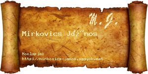 Mirkovics János névjegykártya