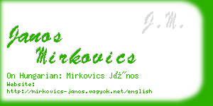 janos mirkovics business card